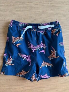 chubbies toddlers Swim Shorts with Pink & Orange Shark-Tiger Print - 18-24 mths